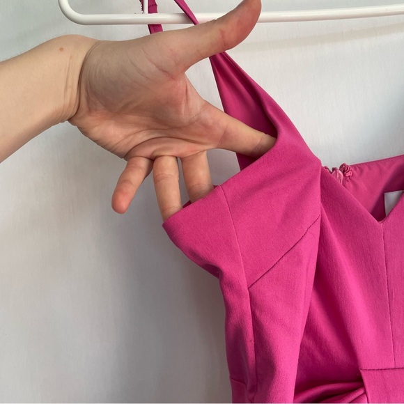 One33 Social Magenta Pink Bow Mini Dress Sleeveless Spaghetti Strap Party 00 - Picture 6 of 13